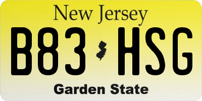 NJ license plate B83HSG