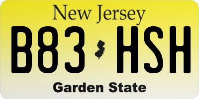 NJ license plate B83HSH