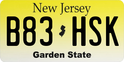 NJ license plate B83HSK