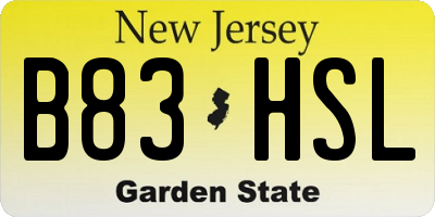 NJ license plate B83HSL