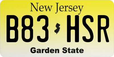 NJ license plate B83HSR