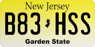 NJ license plate B83HSS