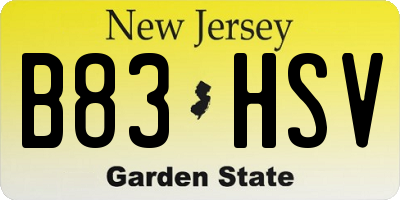 NJ license plate B83HSV