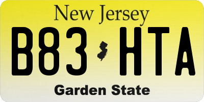 NJ license plate B83HTA