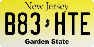 NJ license plate B83HTE