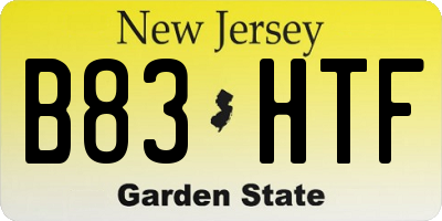 NJ license plate B83HTF