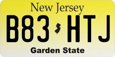 NJ license plate B83HTJ