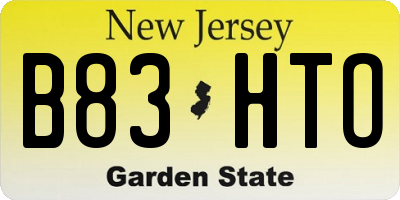 NJ license plate B83HTO