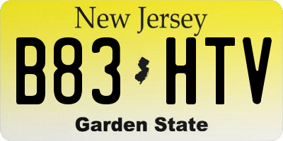 NJ license plate B83HTV