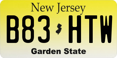 NJ license plate B83HTW