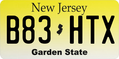 NJ license plate B83HTX