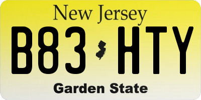 NJ license plate B83HTY