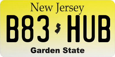 NJ license plate B83HUB