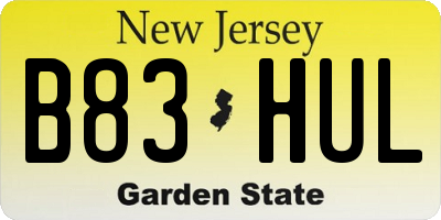 NJ license plate B83HUL