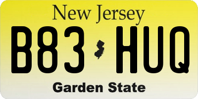 NJ license plate B83HUQ