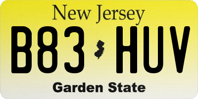 NJ license plate B83HUV