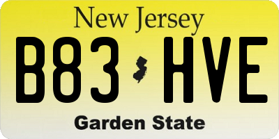 NJ license plate B83HVE