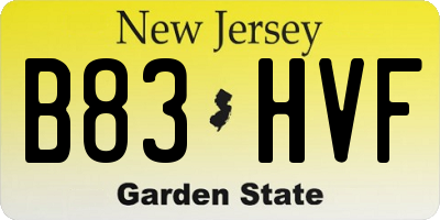 NJ license plate B83HVF