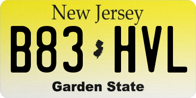 NJ license plate B83HVL