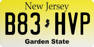 NJ license plate B83HVP