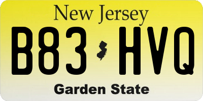 NJ license plate B83HVQ