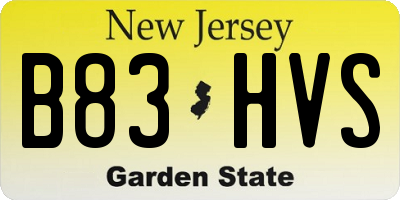 NJ license plate B83HVS
