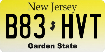 NJ license plate B83HVT