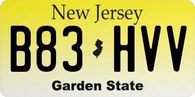 NJ license plate B83HVV