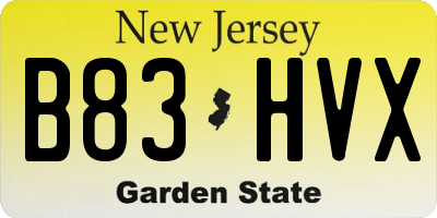 NJ license plate B83HVX