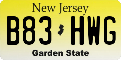NJ license plate B83HWG