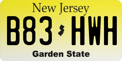 NJ license plate B83HWH