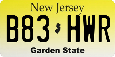 NJ license plate B83HWR