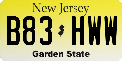 NJ license plate B83HWW