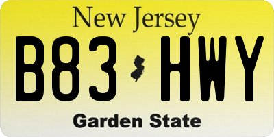 NJ license plate B83HWY