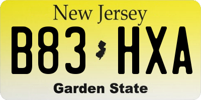 NJ license plate B83HXA