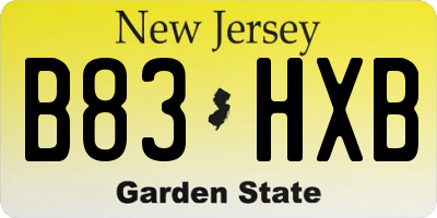 NJ license plate B83HXB