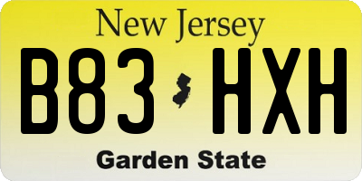 NJ license plate B83HXH
