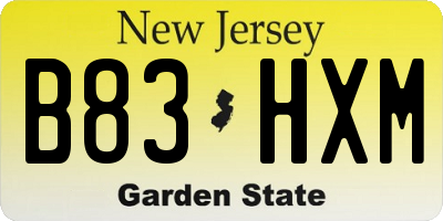 NJ license plate B83HXM