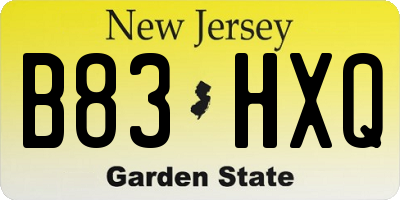 NJ license plate B83HXQ