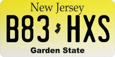 NJ license plate B83HXS