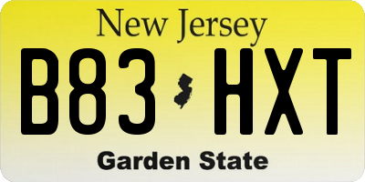 NJ license plate B83HXT