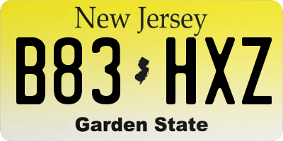NJ license plate B83HXZ