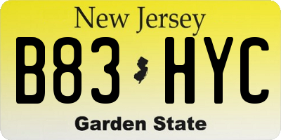 NJ license plate B83HYC