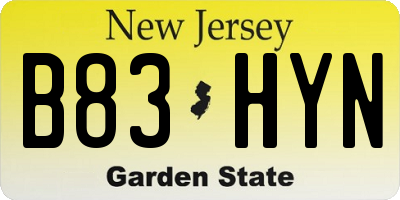 NJ license plate B83HYN