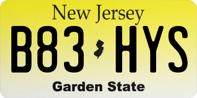 NJ license plate B83HYS