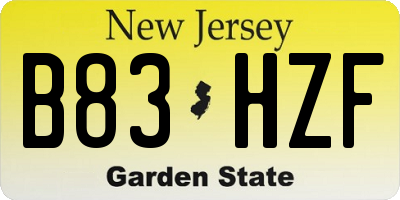 NJ license plate B83HZF