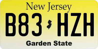 NJ license plate B83HZH