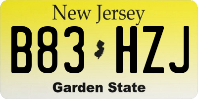 NJ license plate B83HZJ