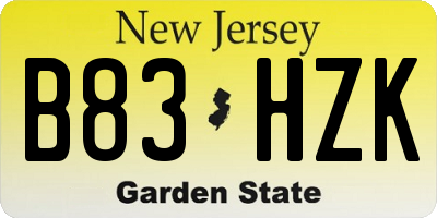 NJ license plate B83HZK