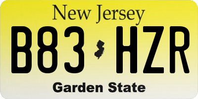 NJ license plate B83HZR